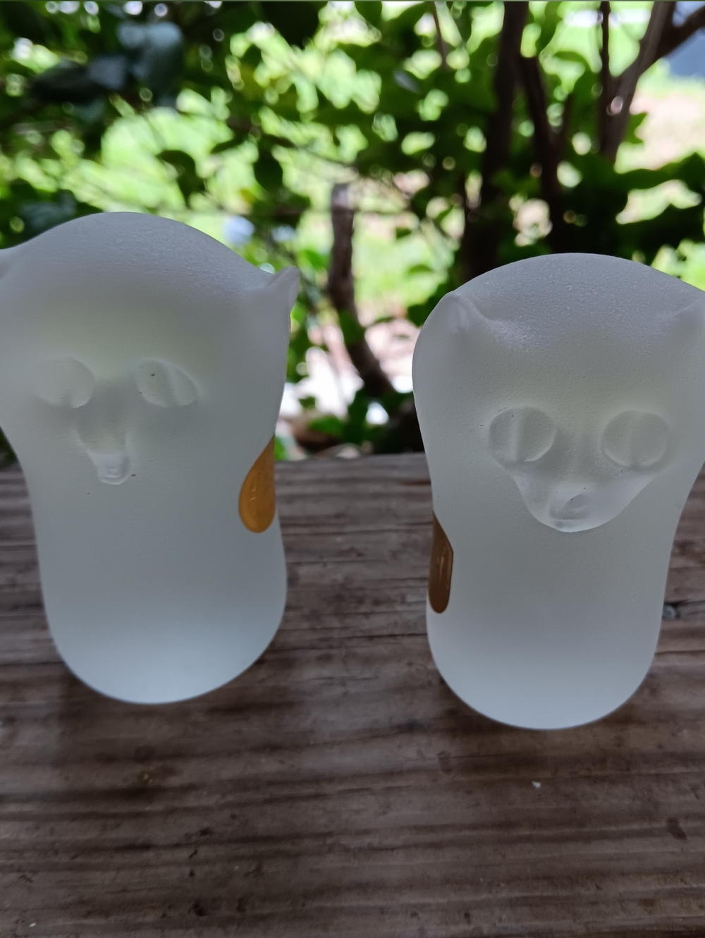 Vintage Strauss Owl Frosted Set Crystal Glass Brazil MINT!!